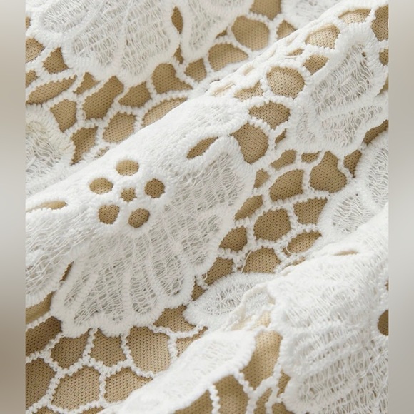 Commense White Floral Lace Maxi Slip Dress with Nude Underlay - Picture 4 of 8